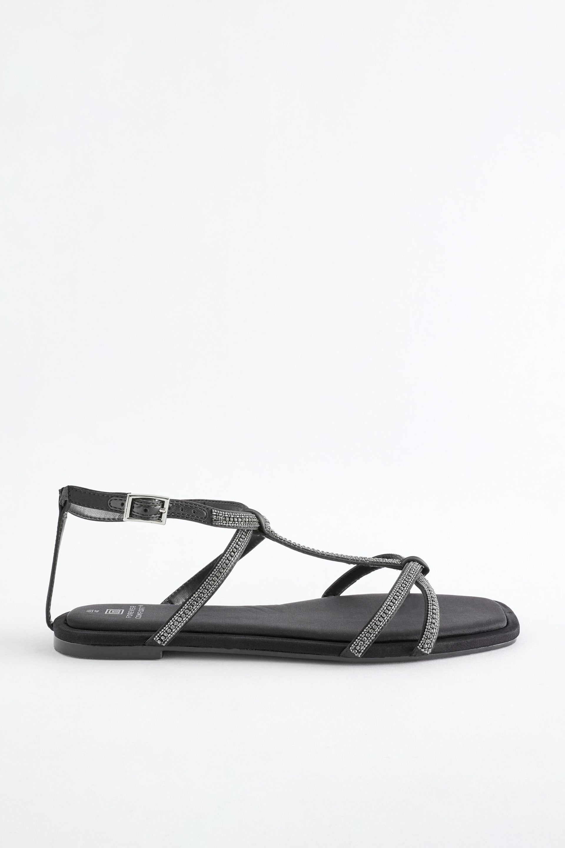 Black Forever Comfort® Embellished Strappy Sandals - Image 3 of 8