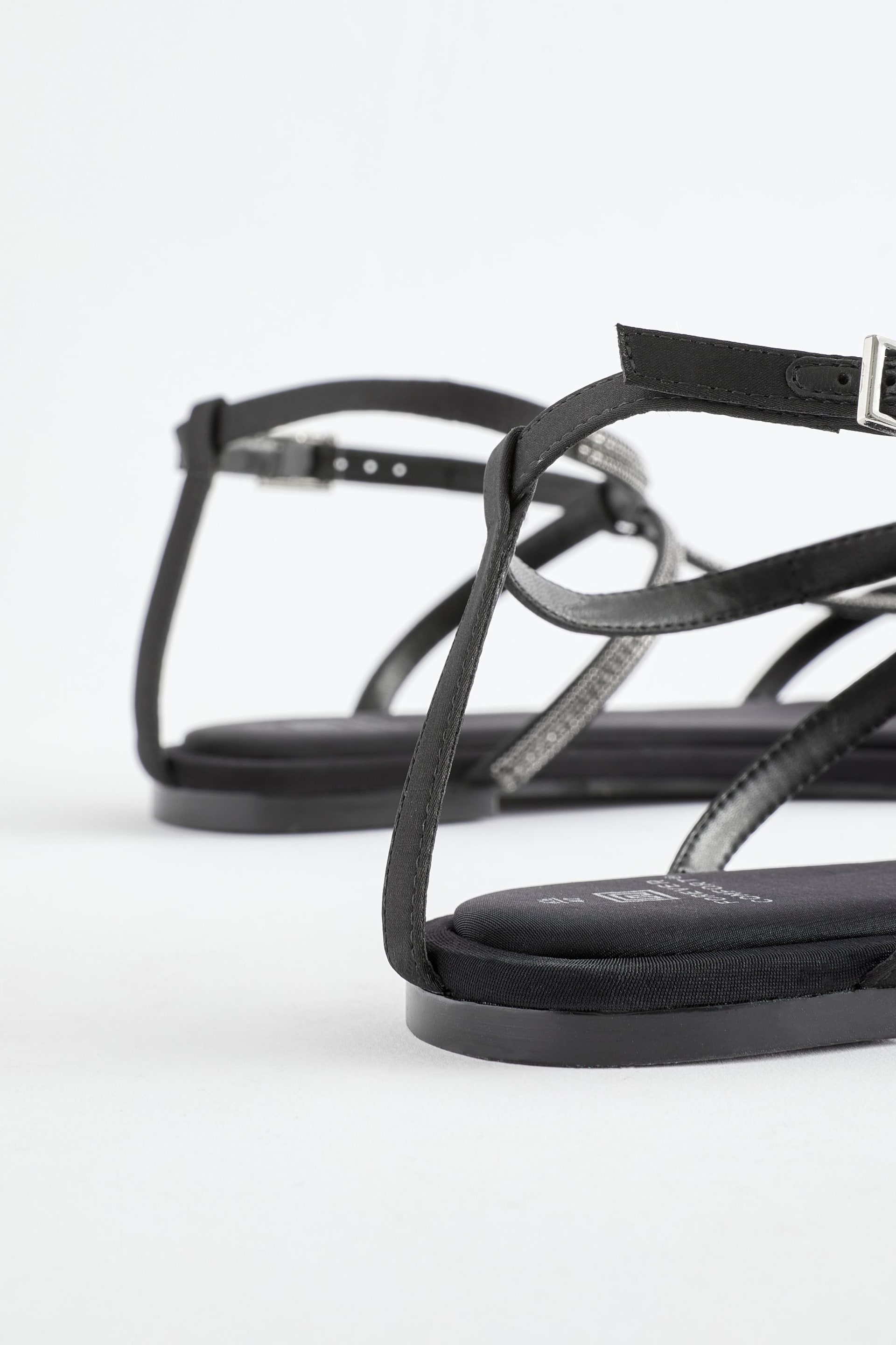 Black Forever Comfort® Embellished Strappy Sandals - Image 7 of 8