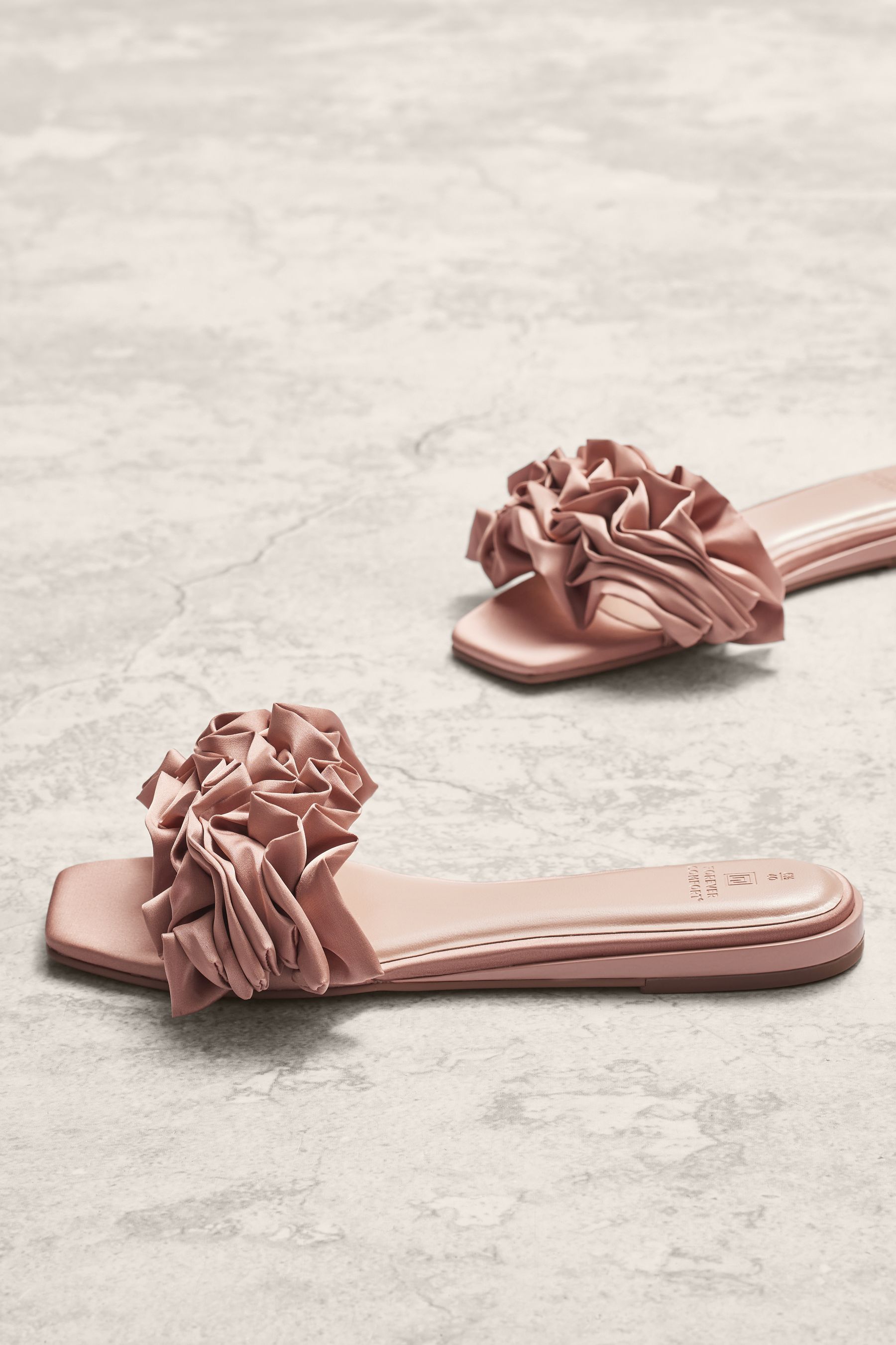 Buy Nude Forever Comfort Ruffle Mules from Next Luxembourg