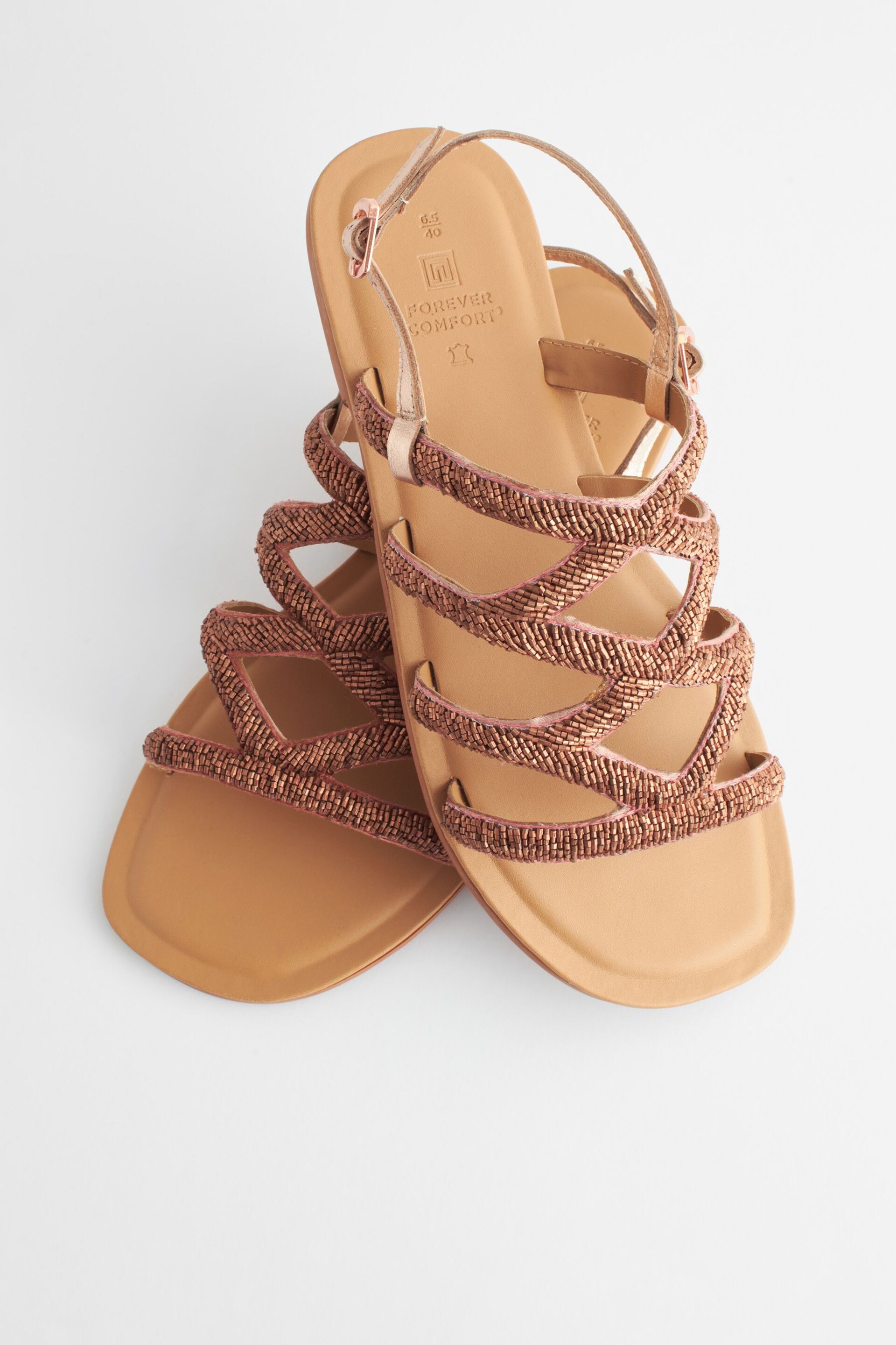 Rose Gold Regular/Wide Fit Forever Comfort® Beaded Slingback Sandals - Image 10 of 10