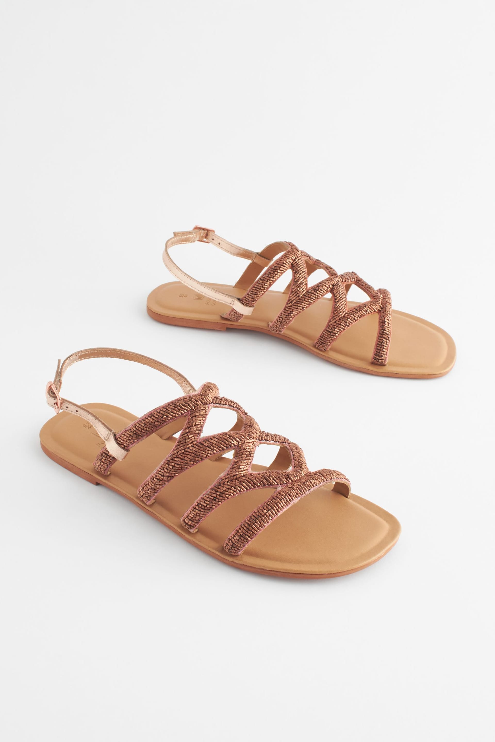 Rose Gold Regular/Wide Fit Forever Comfort® Beaded Slingback Sandals - Image 4 of 10