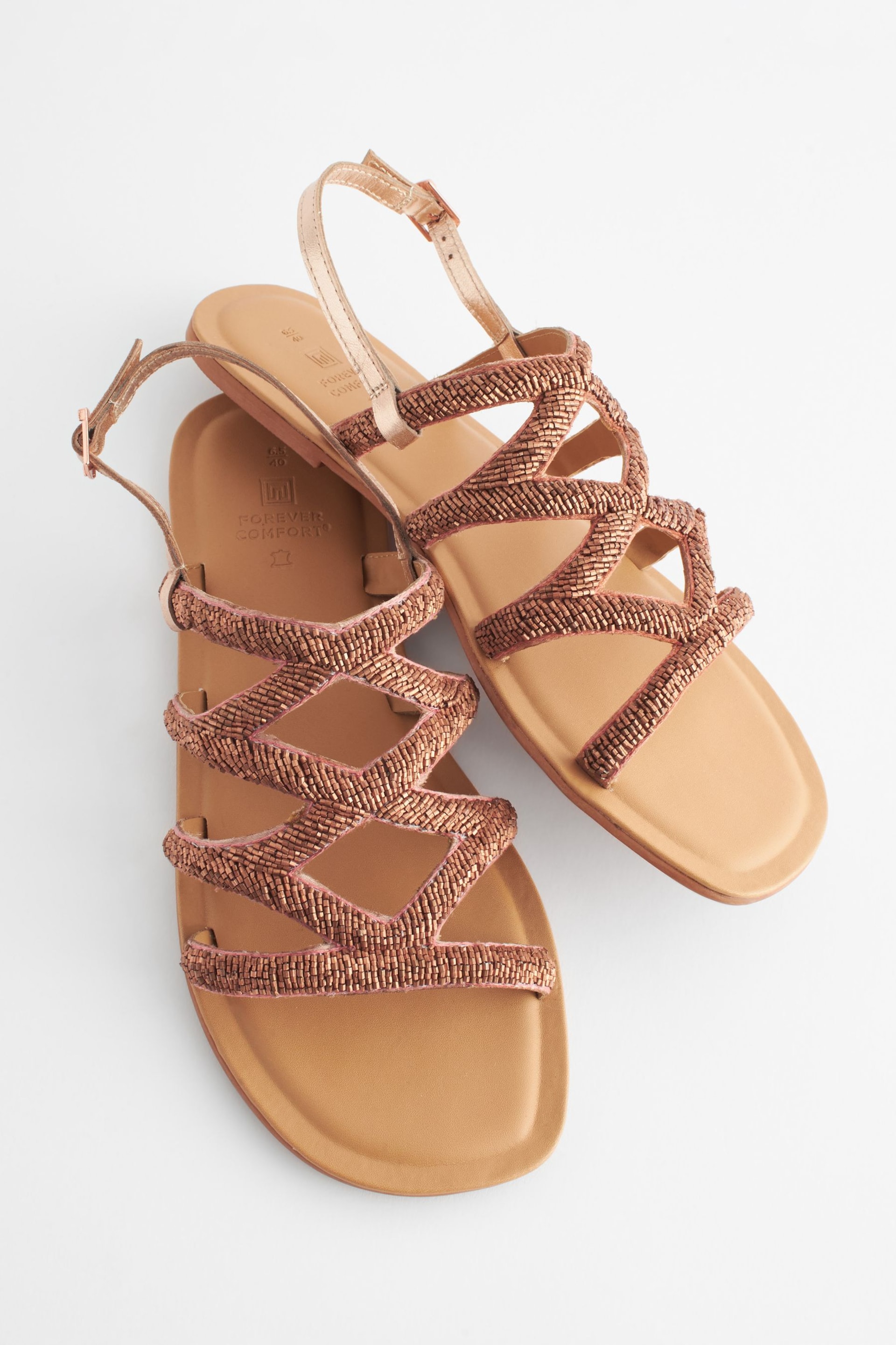 Rose Gold Regular/Wide Fit Forever Comfort® Beaded Slingback Sandals - Image 8 of 10