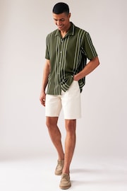 Olive Green Textured Jersey Short Sleeve Shirt - Image 2 of 7