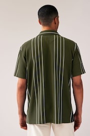 Olive Green Textured Jersey Short Sleeve Shirt - Image 3 of 7