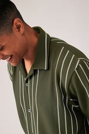 Olive Green Textured Jersey Short Sleeve Shirt - Image 5 of 7