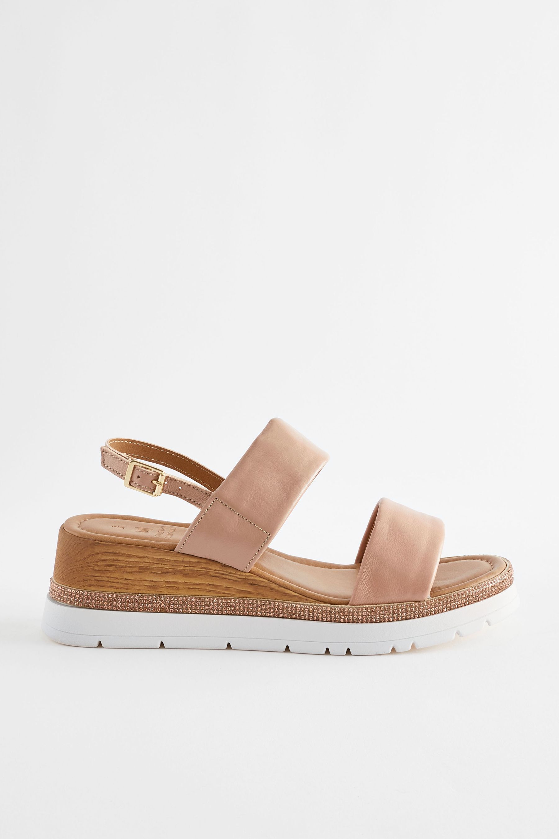 Nude Extra Wide Fit Forever Comfort Leather Sport Bling Wedges