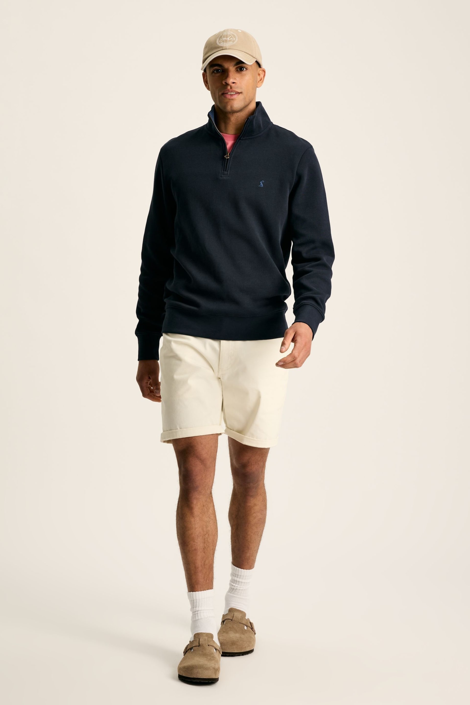 Joules Alistair Navy Quarter Zip Cotton Sweatshirt - Image 3 of 7