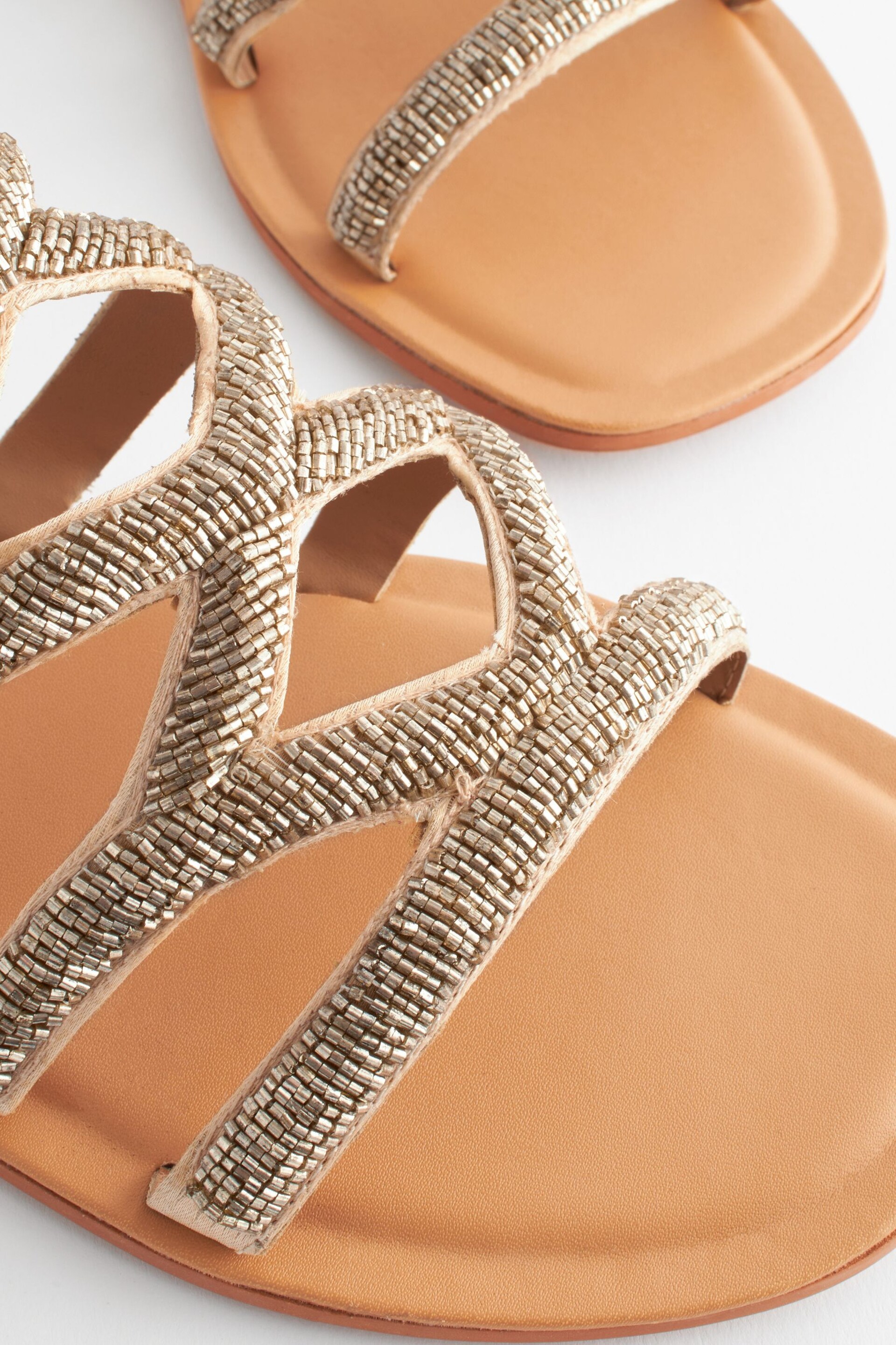 Gold Regular/Wide Fit Forever Comfort® Beaded Slingback Sandals - Image 5 of 7