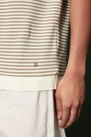 Neutral/White Horizontal Stripe Polo Shirt - Image 5 of 8