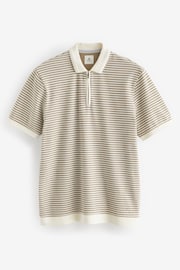 Neutral/White Horizontal Stripe Polo Shirt - Image 6 of 8