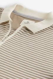 Neutral/White Horizontal Stripe Polo Shirt - Image 7 of 8
