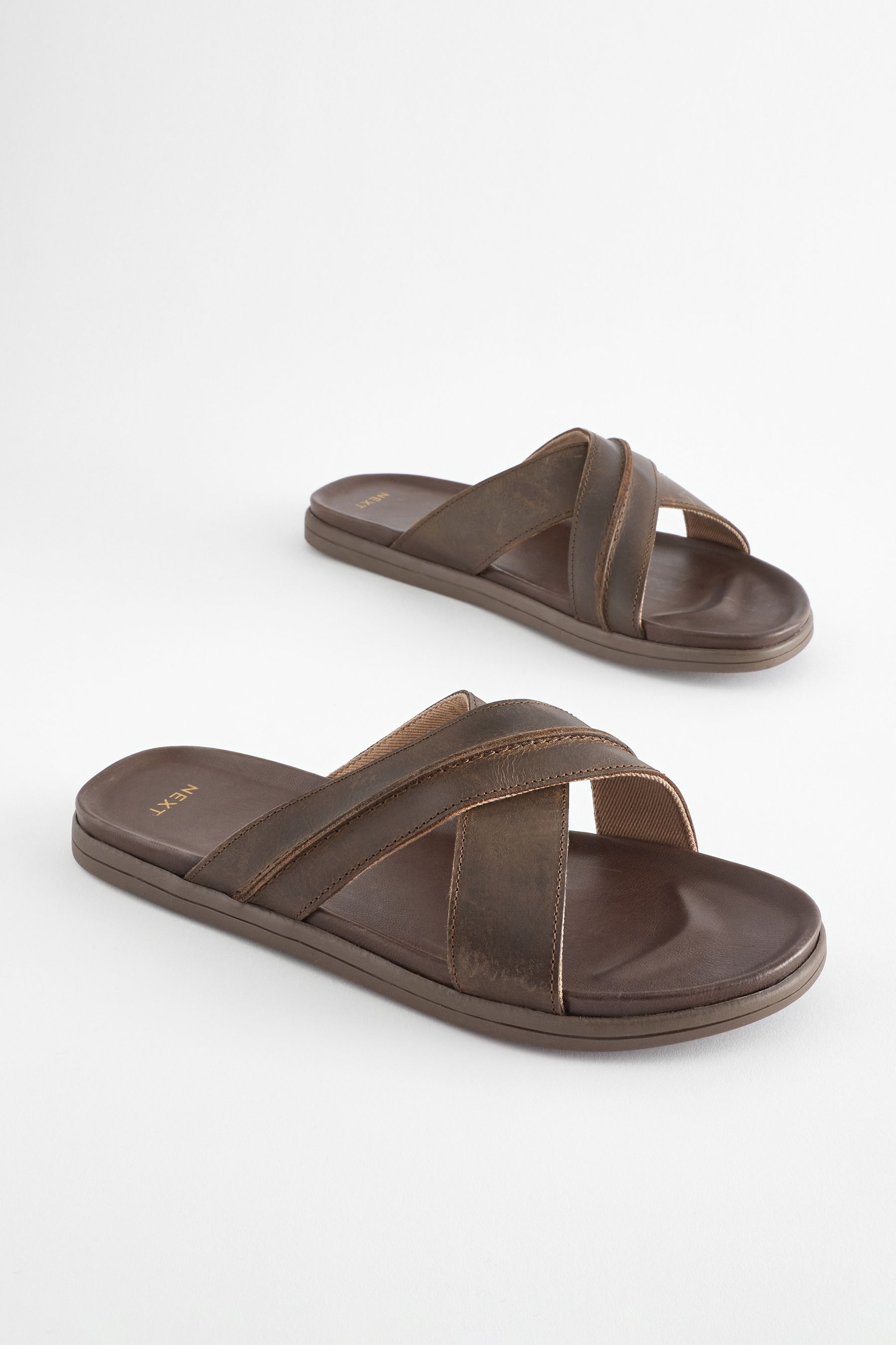 Buy Chocolate Brown Leather Cross Strap Sandals from the Next UK online shop