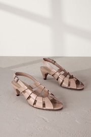 Camel Signature Leather Cage Slingback Heels - Image 1 of 6