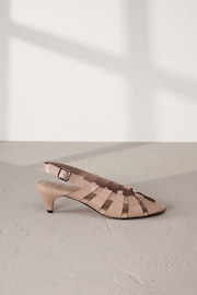 Camel Signature Leather Cage Slingback Heels - Image 2 of 6