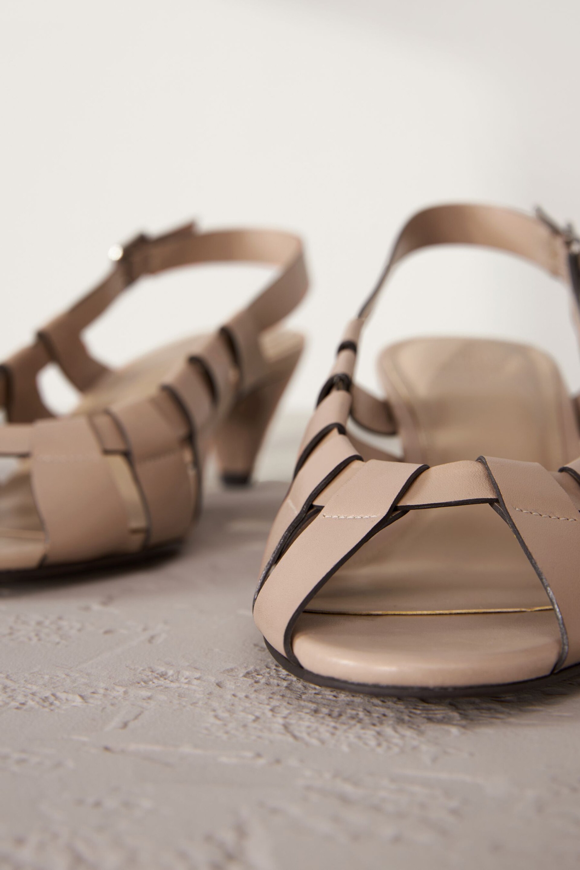 Camel Signature Leather Cage Slingback Heels - Image 6 of 6