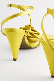 Lime Green Forever Comfort® Satin Flower Heeled Sandals - Image 3 of 8