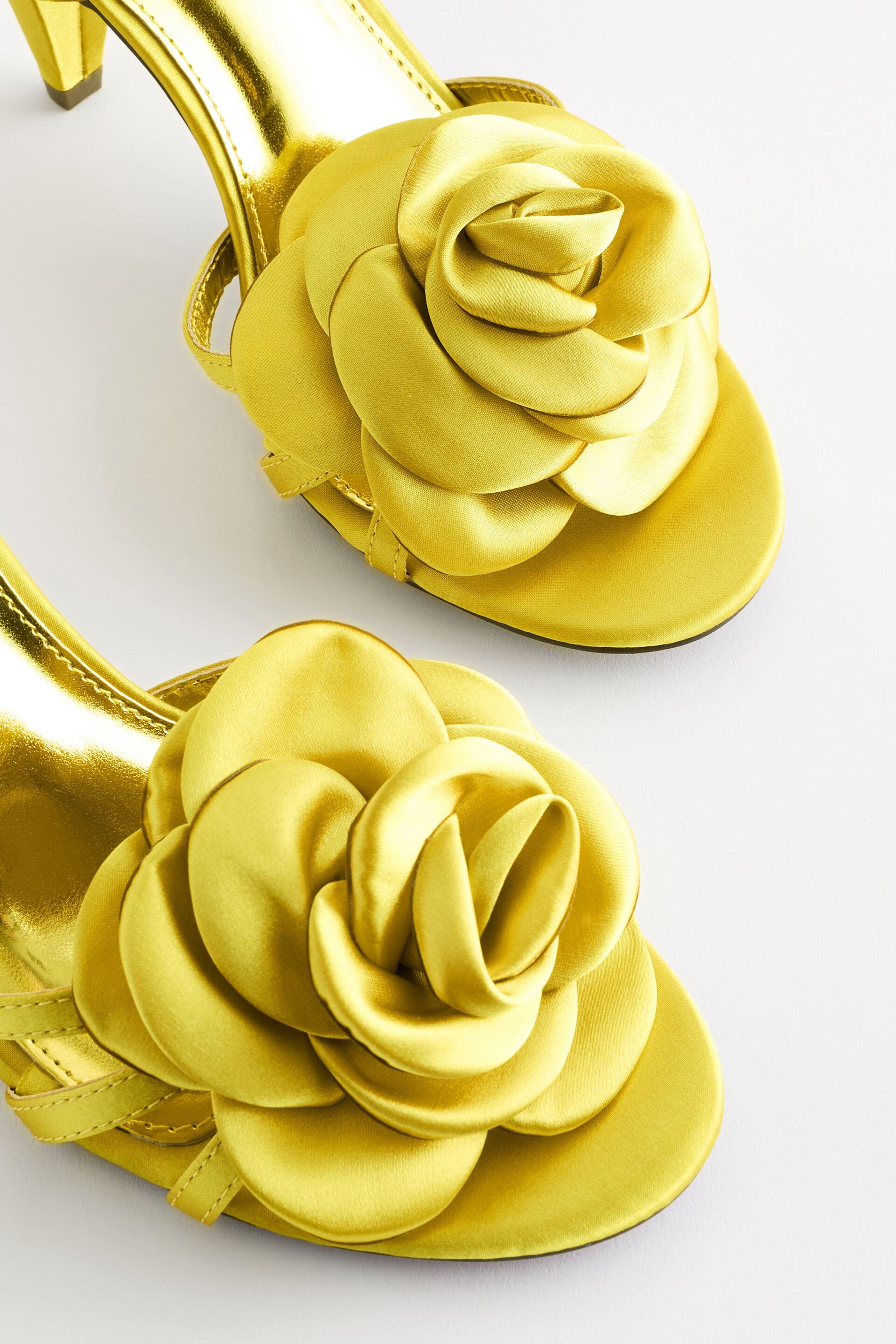 Lime Green Forever Comfort® Satin Flower Heeled Sandals - Image 6 of 7