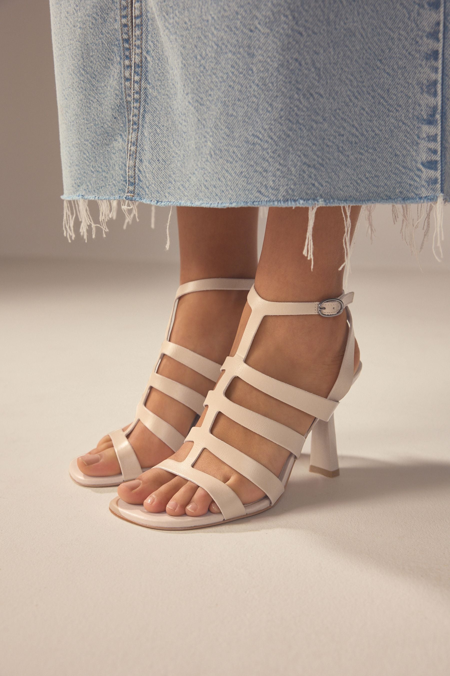 Leather heeled sandals uk discount