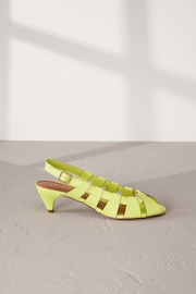Lime Green Signature Leather Cage Slingback Heels - Image 5 of 10