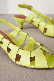 Lime Green Signature Leather Cage Slingback Heels - Image 8 of 10