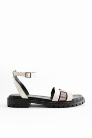 White/Silver Extra Wide Fit Forever Comfort® Leather Cleated Sandals - Image 2 of 6