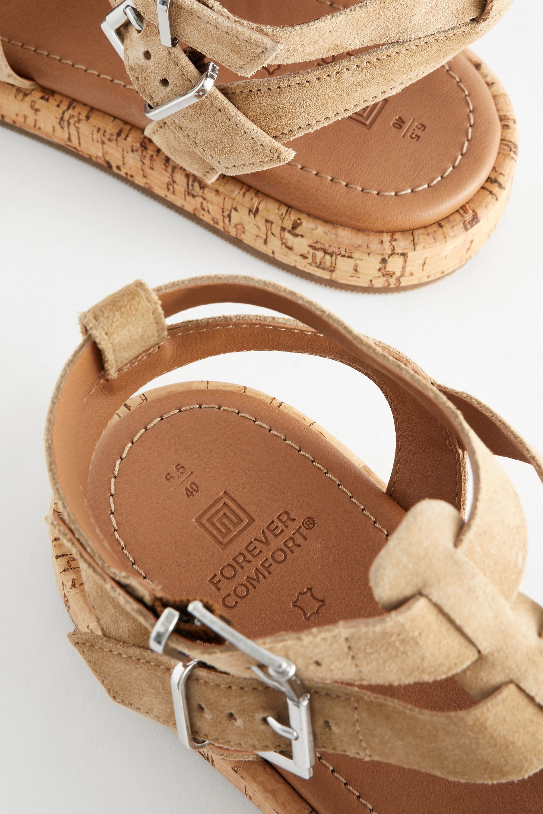 Sand Brown Regular Wide Fit Forever Comfort Leather Gladiator Sandals