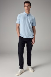 Blue Marl Light Regular Fit Short Sleeve Pique Polo Shirt - Image 2 of 7