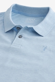 Blue Marl Light Regular Fit Short Sleeve Pique Polo Shirt - Image 6 of 7