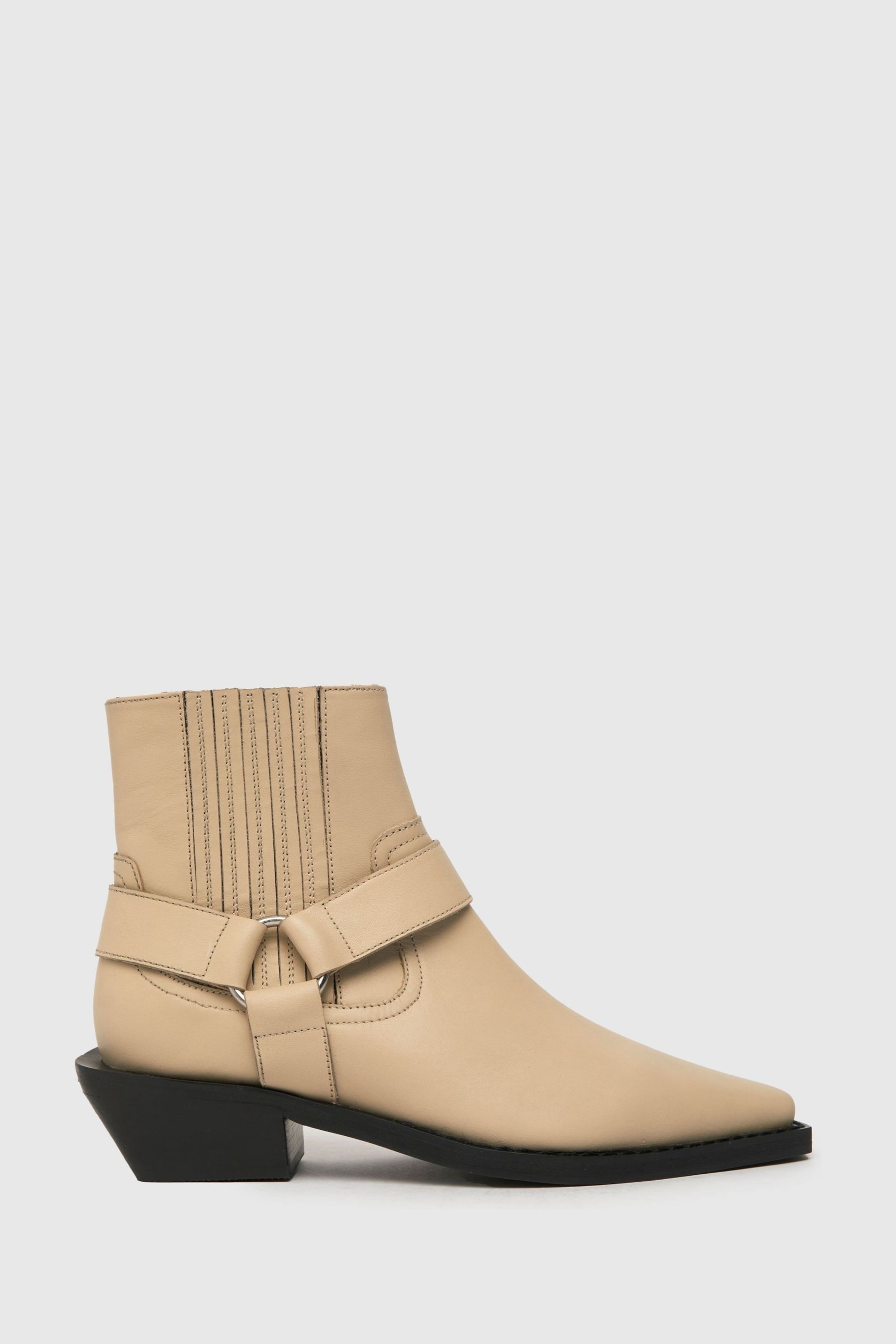 Schuh Azlan Leather Hardware Western Cream Boots - Image 1 of 4