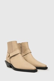 Schuh Azlan Leather Hardware Western Cream Boots - Image 2 of 4