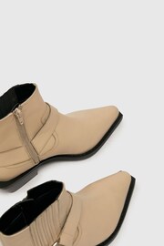 Schuh Azlan Leather Hardware Western Cream Boots - Image 3 of 4