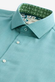 Aqua Blue Regular Fit Trimmed Easy Care Single Cuff Shirt - Image 9 of 9