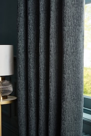 Dark Teal Blue Next Heavyweight Chenille Eyelet Blackout/Thermal Curtains - Image 6 of 8