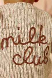 Cream Milk Club Brown Chunky Knitted Embroidered Baby Cardigan - Image 11 of 11