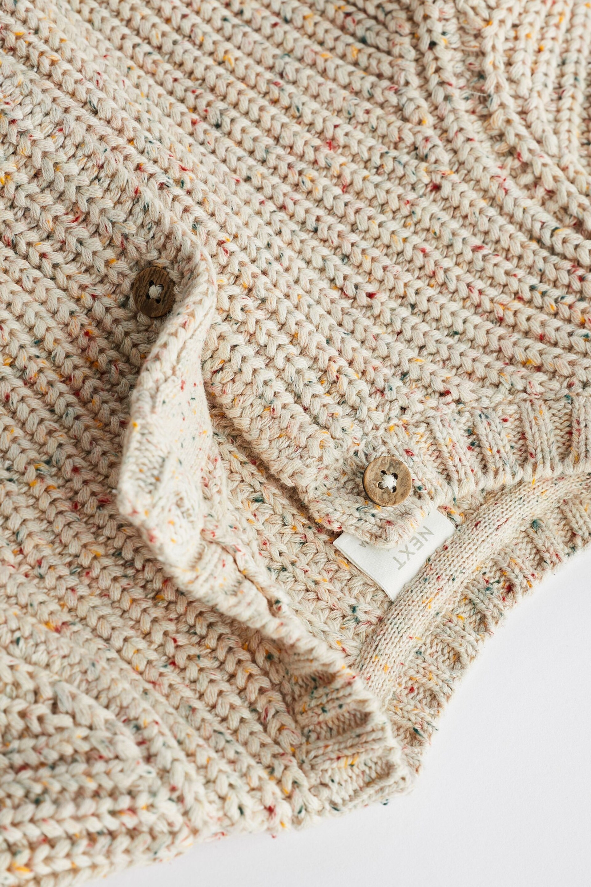 Cream Milk Club Brown Chunky Knitted Embroidered Baby Cardigan - Image 4 of 11