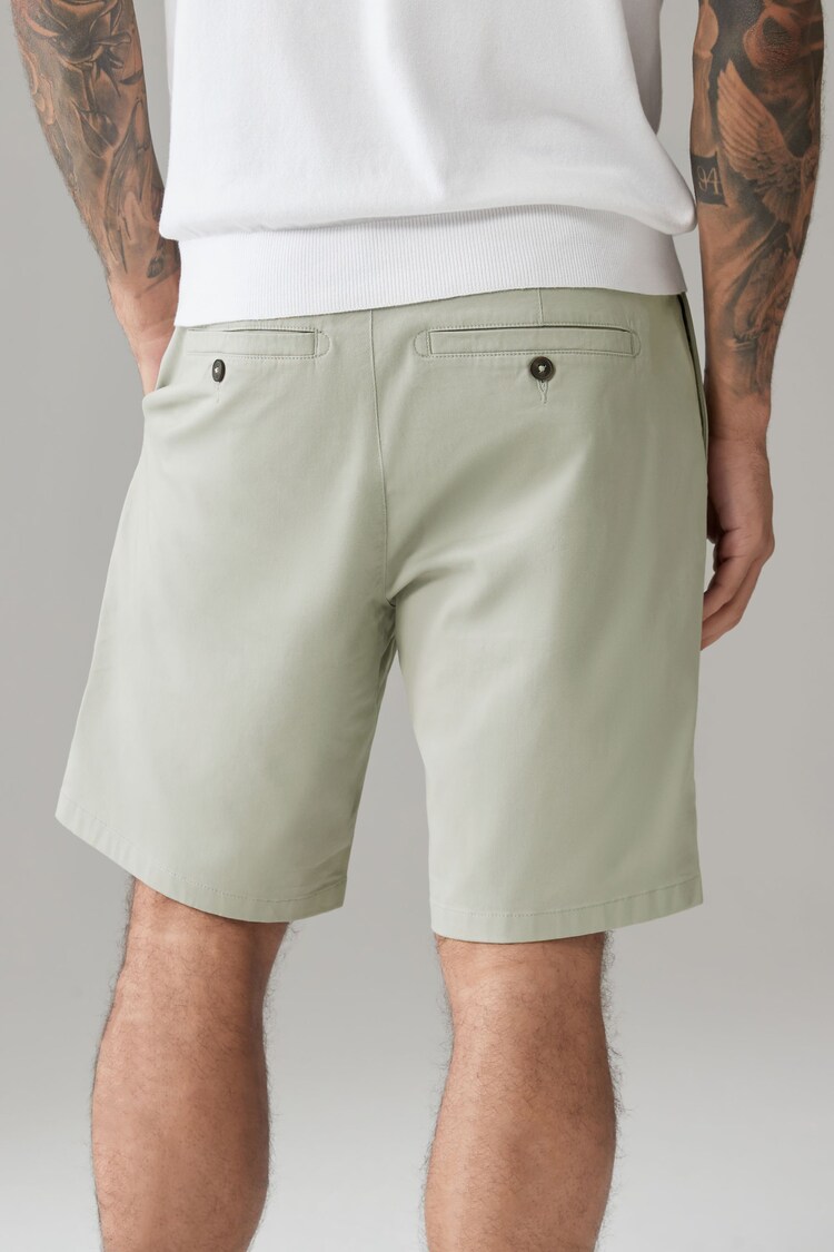Light Green Straight Fit Stretch Chinos Shorts - Image 3 of 4