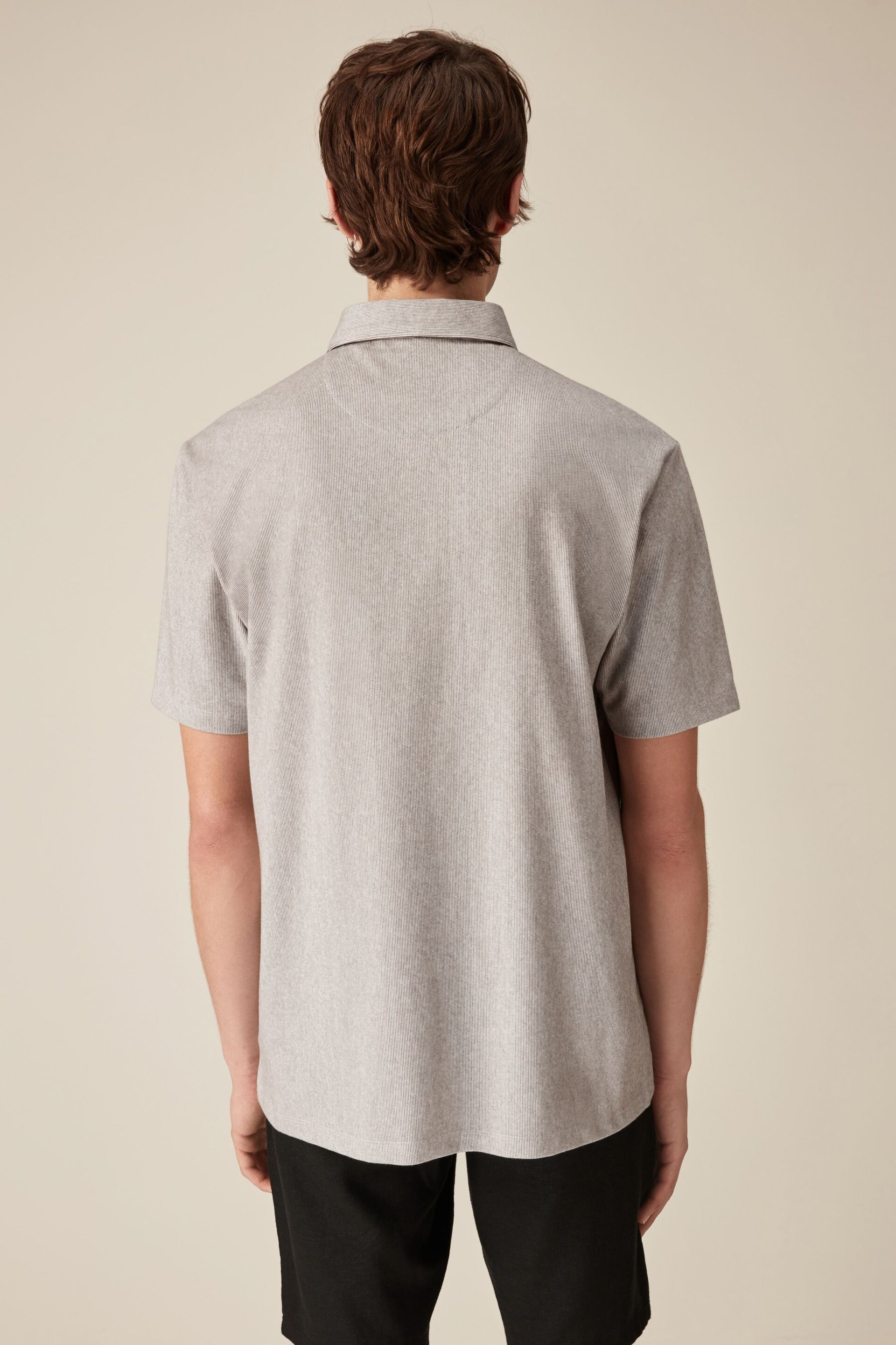 Neutral Oxford Cotton Blend Polo Shirt - Image 3 of 8