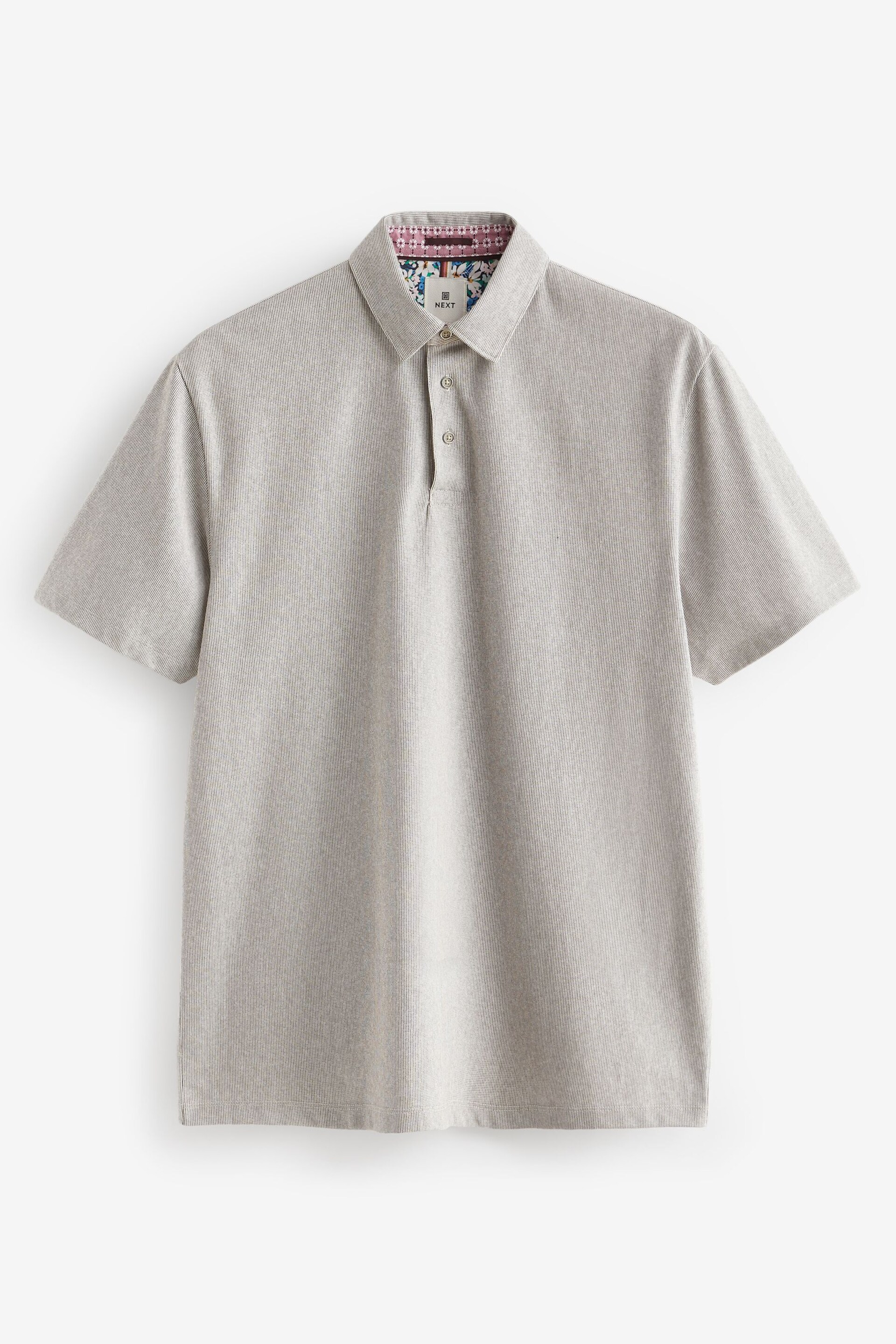 Neutral Oxford Cotton Blend Polo Shirt - Image 6 of 8