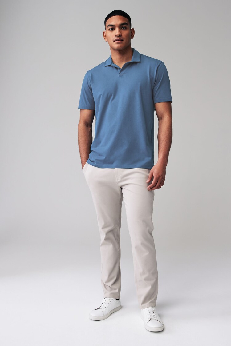 Blue/Navy/Ecru Cuban Collar Regular Fit Short Sleeve Jersey Polo Shirts 3 Pack - Image 9 of 11