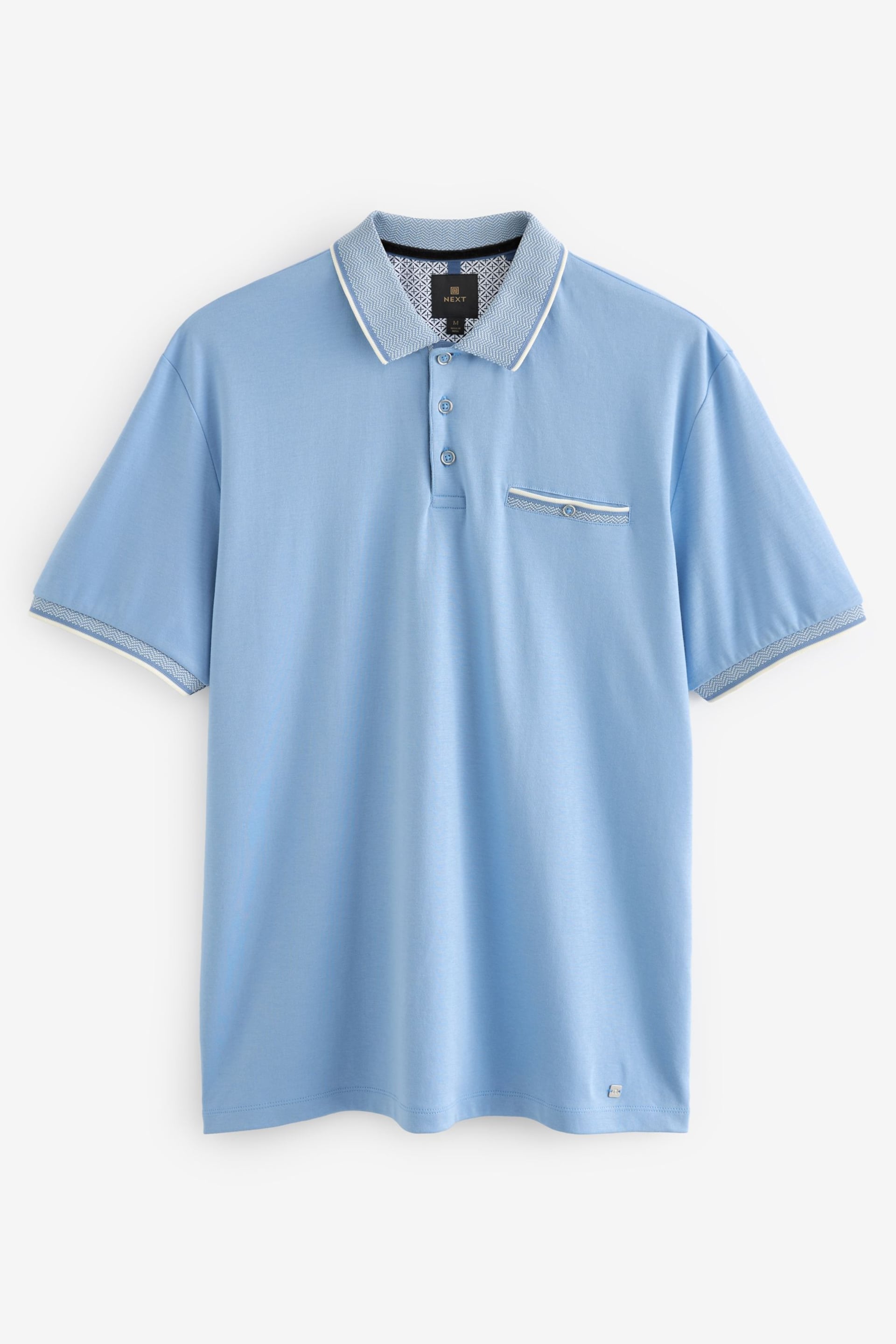 Light Blue Short Sleeve Smart Collar Polo Shirt - Image 7 of 9