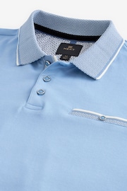 Light Blue Short Sleeve Smart Collar Polo Shirt - Image 8 of 9