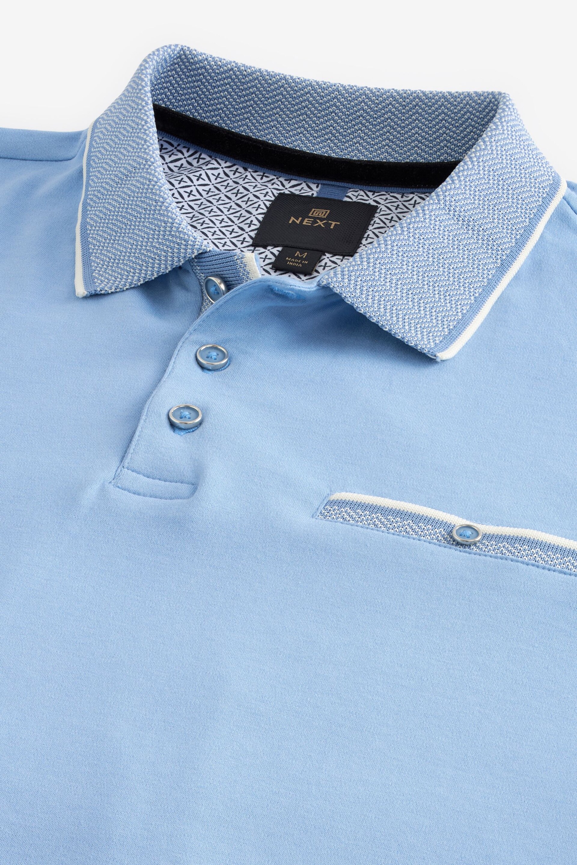 Light Blue Short Sleeve Smart Collar Polo Shirt - Image 8 of 9