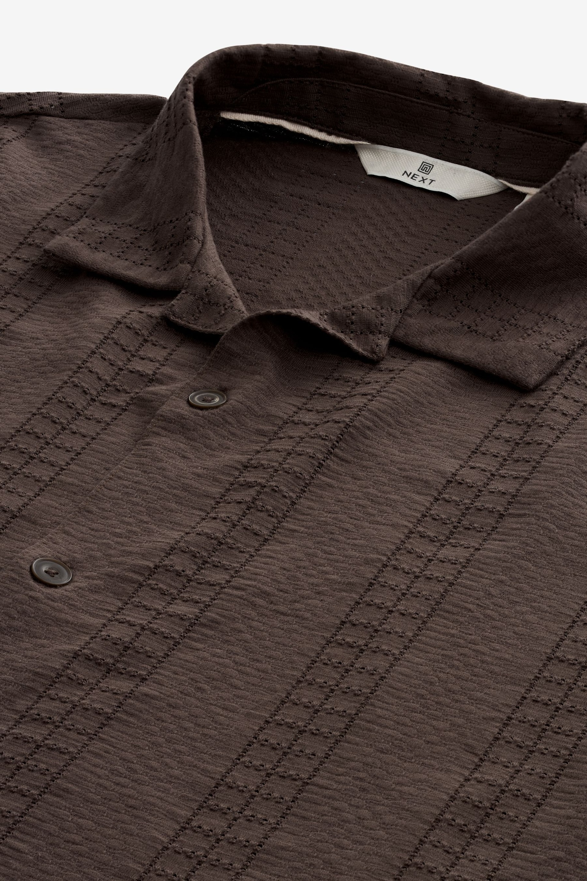 Brown Textured Jersey Short Sleeve Shirt - Image 6 of 7
