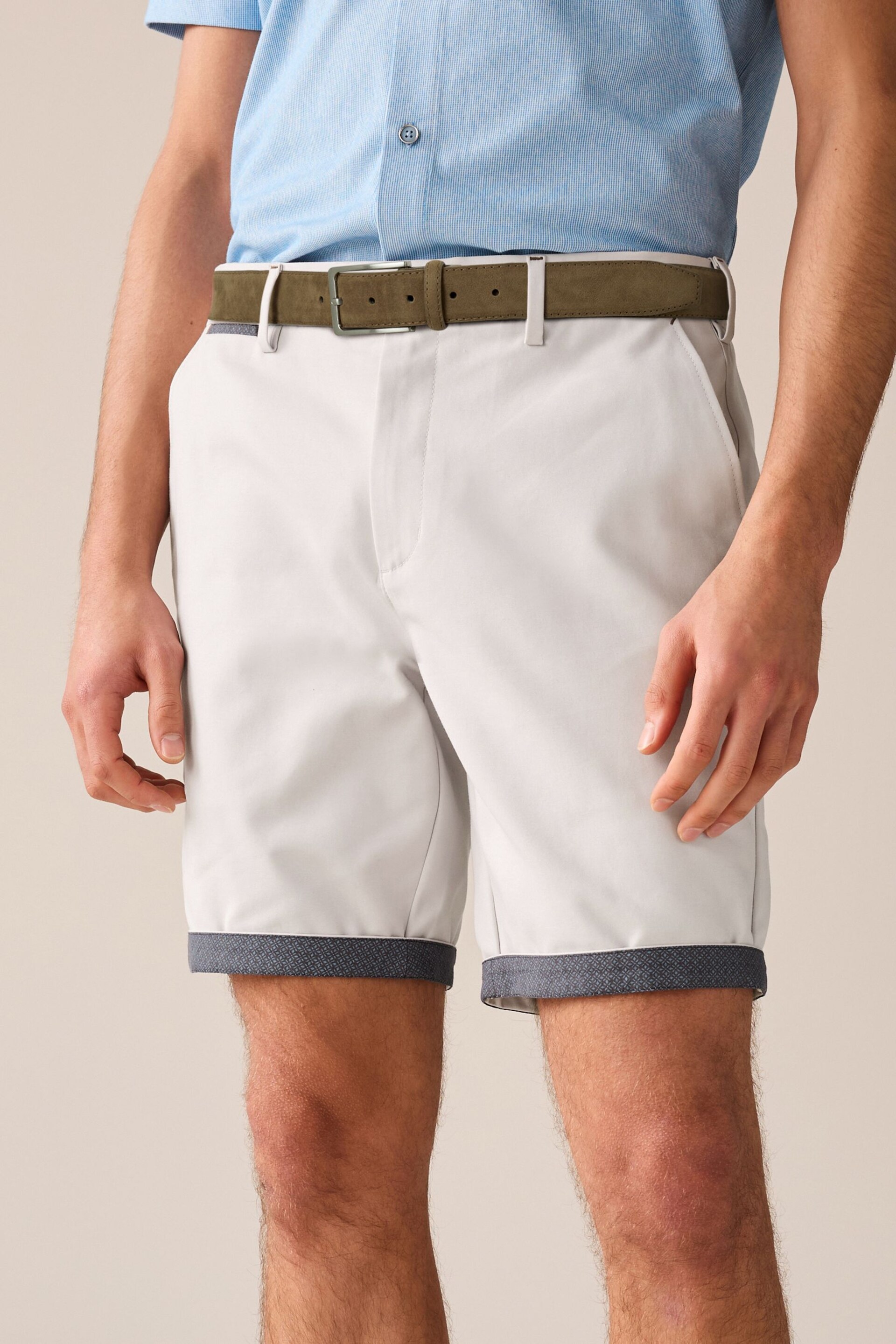 Light Grey Premium Belted Chinos - Image 3 of 9