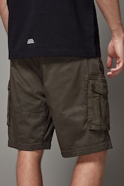 Khaki Green Premium Washed Cotton Cargo Shorts - Image 3 of 10