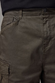 Khaki Green Premium Washed Cotton Cargo Shorts - Image 6 of 10