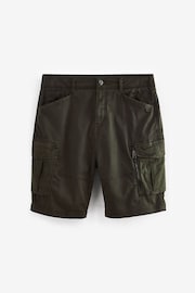 Khaki Green Premium Washed Cotton Cargo Shorts - Image 7 of 10