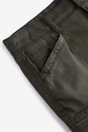 Khaki Green Premium Washed Cotton Cargo Shorts - Image 9 of 10