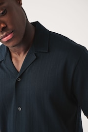 Navy Textured Jersey Short Sleeve Shirt - Image 5 of 8