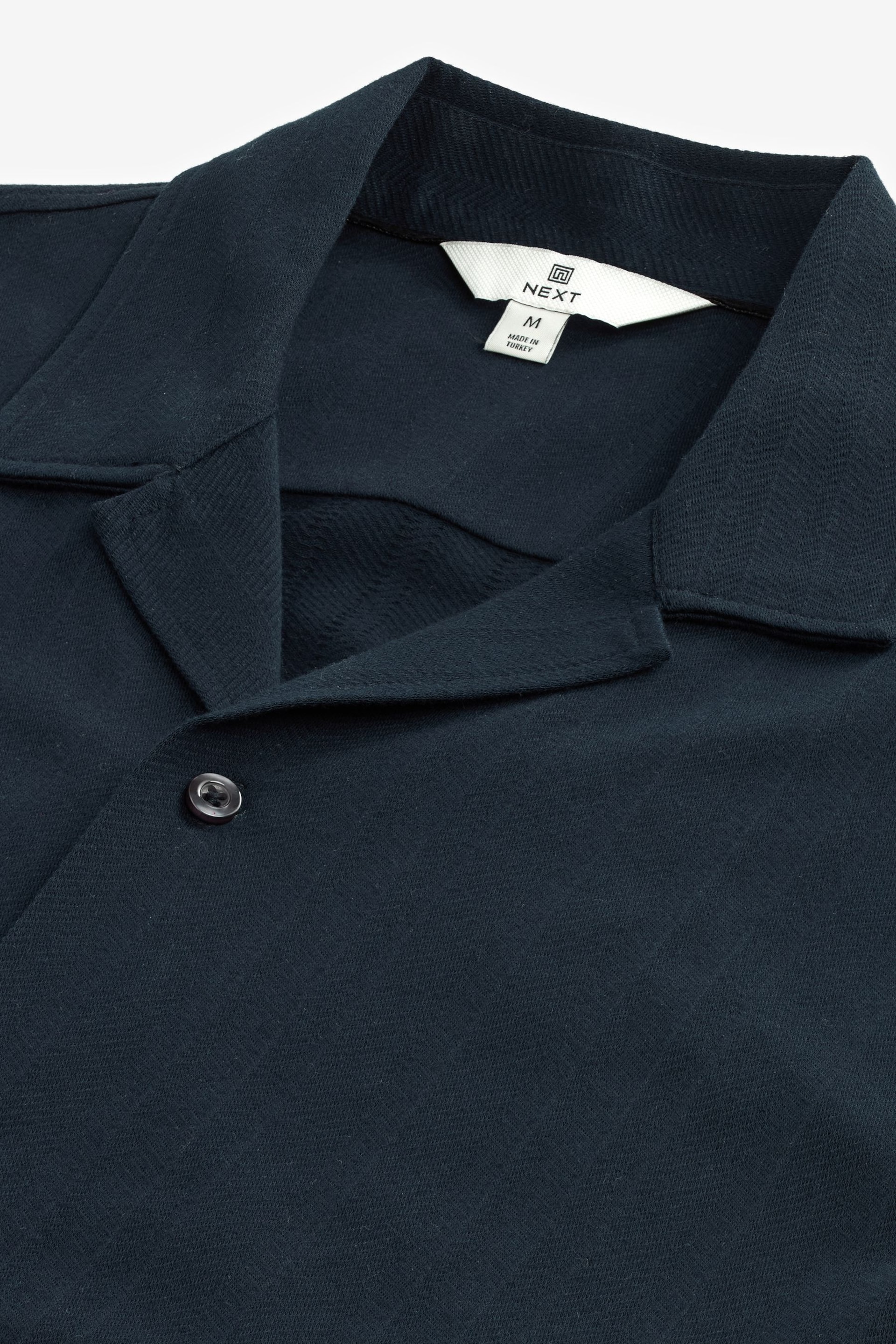 Navy Textured Jersey Short Sleeve Shirt - Image 7 of 8